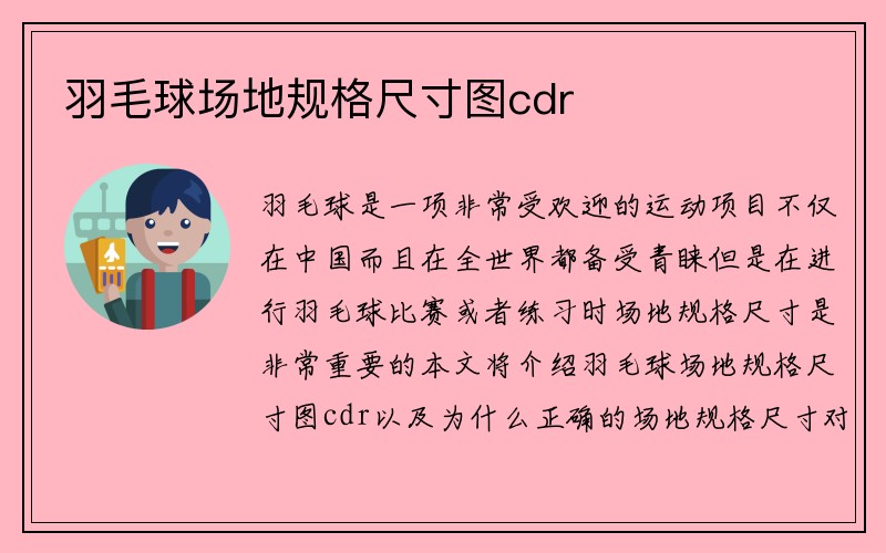 羽毛球场地规格尺寸图cdr