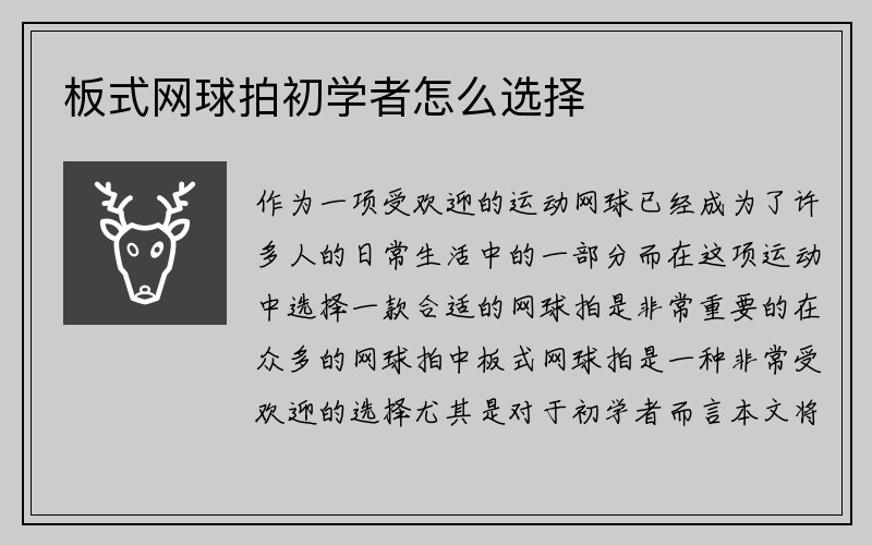 板式网球拍初学者怎么选择