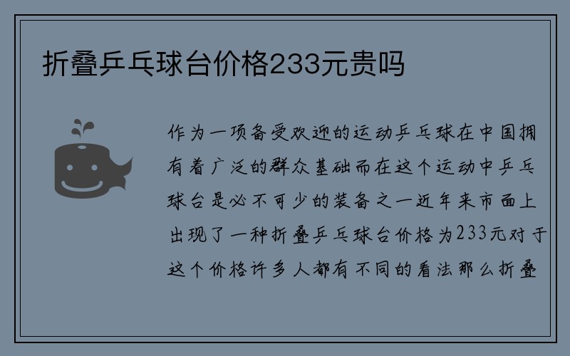 折叠乒乓球台价格233元贵吗